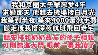 我和京圈太子爺戀愛4年，求婚那天 他趕去機場接白月光，我等到半夜 等來4000萬分手費，搬走後我搭深夜航班飛回老宅，聽安排和奶奶故友的孫子相親，可剛踏進大門 眼前一幕我傻了#甜寵#灰姑娘#霸道總裁