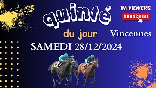 Pronostic PMU Quinté Du Samedi 28/12/2024 à Vincennes