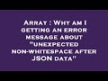Array : Why am I getting an error message about 