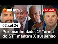 Twitter: STF mantém suspensão do X no Brasil; Musk cita Lula; debate em SP | UOL News ao vivo