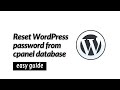 how to reset WordPress password from cPanel with phpMyAdmin database