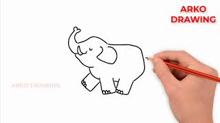 Draw so cute baby elephant art tutorial _ Easy Step by Step Drawing Guides for beginners