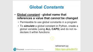 CIS 2 - Python - Chapter 5 - Section 5.6 - Global Variables and Global Constants