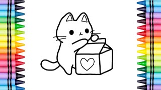 How to draw Kitten play with box | Art by Wady