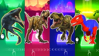 Jurassicworld The Mosasaurus🆚The T-rex 🆚The Tyranosaurus🆚The indomus Rex Coffin Dance Song TilesHop