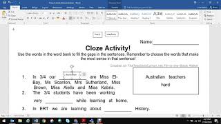 Cloze Activity Demonstration