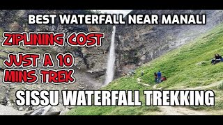 sissu waterfall near manali, sissu waterfall trek, zipline and adventure