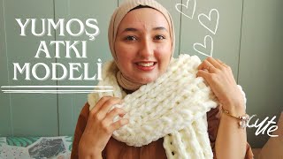 🤍Atkı Örüyoruz|| Tığ Yok Şiş Yok|| Alize Puffy Atkı Modeli🧣 #knitting