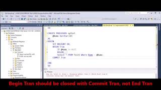SQL Server - Fix Error - Incorrect syntax near the keyword 'Tran'
