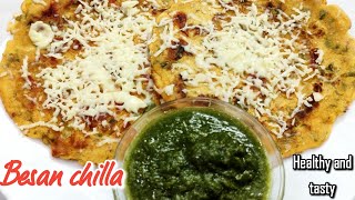 सुबह की भागदौड़ में कम तेल में बनने वाला नाश्ता ll besan chilla ll Breakfast recipe..