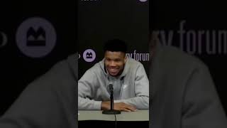 Giannis pokes fun at reporter's question: 'This your first game in Milwaukee?' 😂 | NBA on ESPN