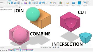 Boolean Operations | JOIN | UNION | SUBSTRATE | CUT | INTERSECT - FUSION 360 beginner's Tutorial