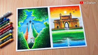 Independence Day Drawing Ideas with Oil Pastel / Step-by-Step Tutorial for Beginners