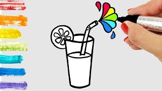 How to Draw Rainbow Lemonade for Kids How to Draw a Summer Drink