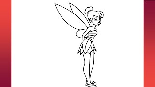 How to Draw Tinkerbell Step by Step Easy | Disney Fairy