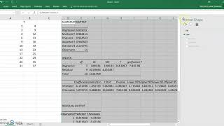 MS EXCEL Bivariate Data Residuals Residual Plot