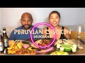 Peruvian Chicken, Fried Rice  (Arroz Chaufa), Fried Plantain, and Yuka fries Mukbang - Eating show