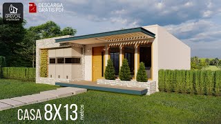 HOUSE OF 8X13 METERS with 3 BEDROOMS/ Small house design house plan with 104 sqm  (8x13m)