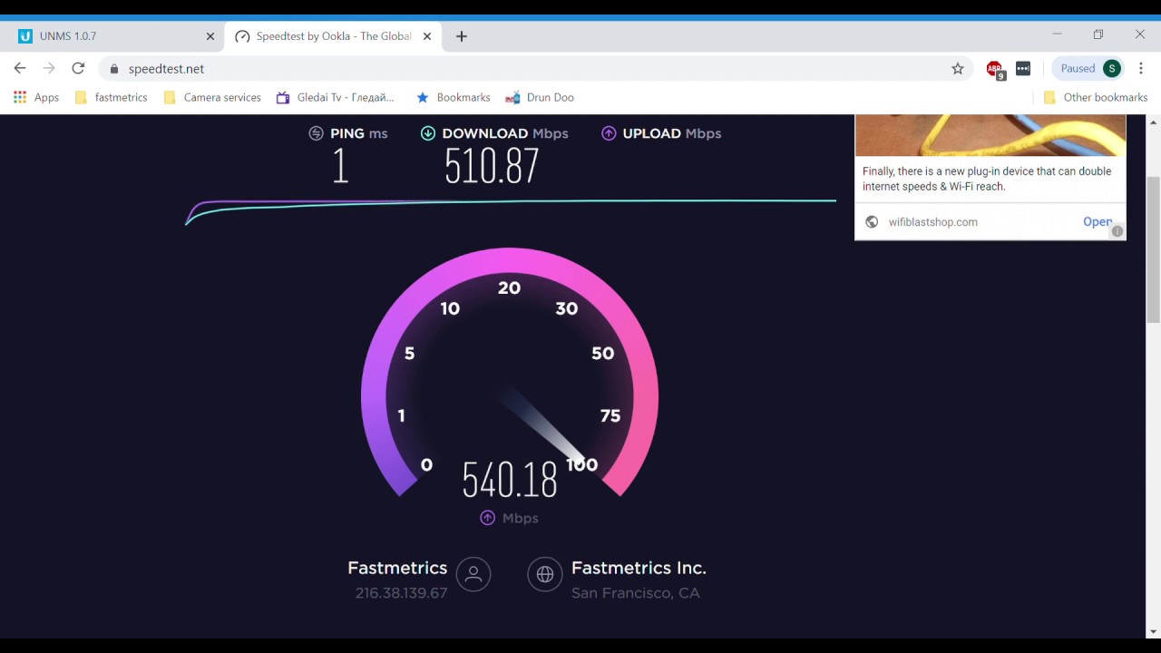 Faster Than 500 Mbps Up & Down Speedtest From Fastmetrics - YouTube