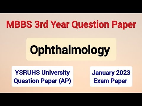 MBBS 3rd Year Question Paper | Ophthalmology January 2023 Paper ...