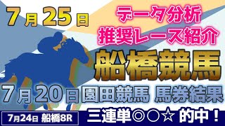 【船橋競馬7/25】データ分析による推奨レース紹介！