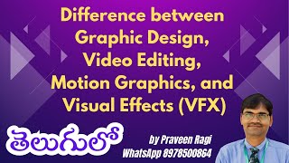 Difference between Graphic Design, Video Editing, Motion Graphics \u0026 Video Editing - Video in Telugu