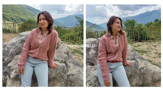 cardigan mohair/ rombi / foglie