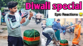 Diwali Prank In Telugu || Diwali Special  || Epic Reactions || 4Monkeys Pranks