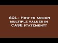 SQL : How to assign multiple values in CASE statement?