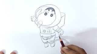 How to draw shinchan step by Step  Drawing of shinchan l Astronaut shinchan #kidsdrawing#shinchan