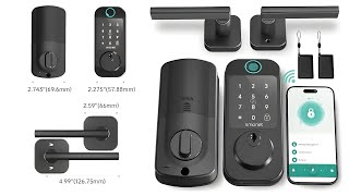 Keyless Door Lock with Handle Set - SMONET WiFi Fingerprint Smart Locks for Front Door