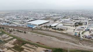 2019/10/12台風19号 2日後 阿武隈川洪水被害空撮 福島県郡山市（だいぶ水が引いた2日後の様子）