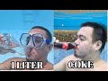 Coke vs 1 Liter Water burp underwater