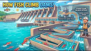 🐟 How Fish Climb Giant Dams! | The Amazing Science of Fish Ladders Explained with Cartoons #fish
