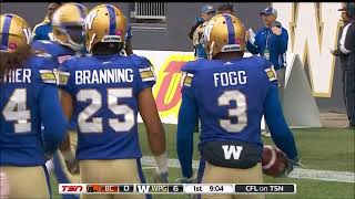 Winnipeg Blue Bombers Kevin Fogg Punt Return Touchdown and Interception