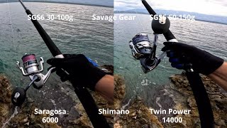 Shimano Saragosa \u0026 Savage Gear SGS6 30-100g vs. Twin Power \u0026 SGS6 60-150g | Fishing Gear Showdown