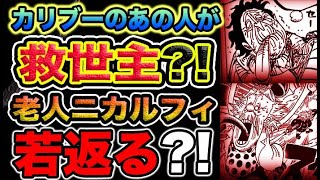 【ワンピース 1096ネタバレ予想】カリブーのあの人が、救世主？老人ニカルフィが、若返る？（予想考察）