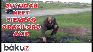 Bərdədə istifadəsiz qalan quyudan neft sızaraq ərazilərə axır