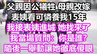 父親因公犧牲 母親改嫁，表姨看可憐養我15年，我接表姨進城她找來了，我當場質問：你是誰？隨後一舉動讓她徹底傻眼#淺談人生#民間故事#孝顺#儿女#讀書#養生#深夜淺讀#情感故事#房产#晚年哲理#中老年