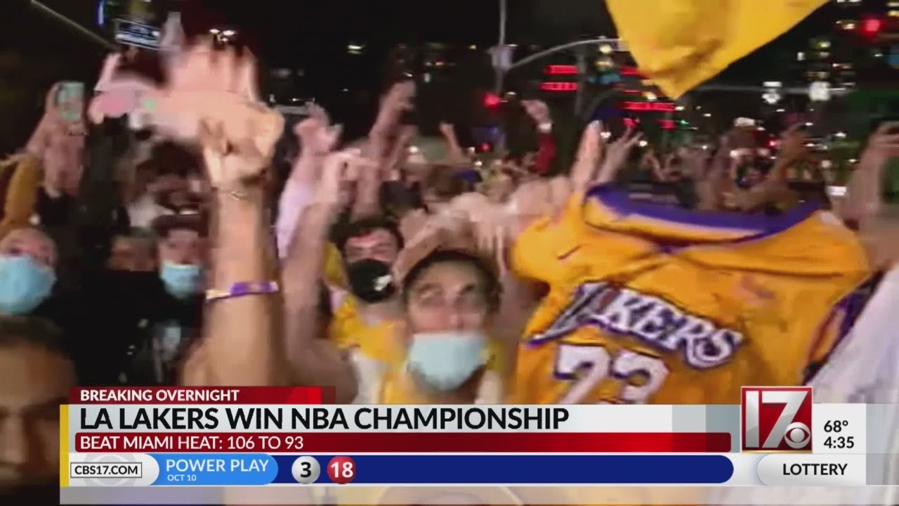 LA Lakers Fans Celebrate NBA Title Win Over The Miami Heat - YouTube