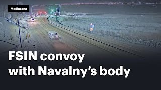 The penitentiary service convoy possibly transporting Navalny’s body to Salekhard. Live cam footage