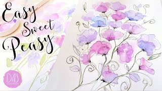 How to Paint Sweet Peas for Beginners | Easy Tutorial to Master Loose Watercolor Flower Painting