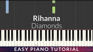Riahanna - Diamonds EASY Piano Tutorial + Lyrics