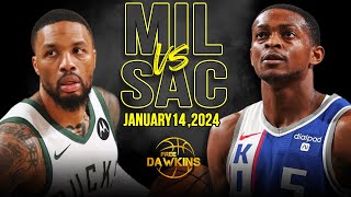 Milwaukee Bucks vs Sacramento Kings  Game Highlights | January 14, 2024 | FreeDa