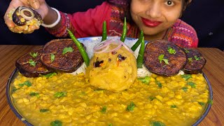 EATING SHOW,RICE,ARHAR DAL,ALU VORTA,BEGUN VAJA❤️❤️,SUNDAY SPECIAL SUPER TESTY LUNCH ❤️❤️