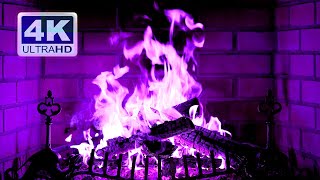 🔥 PURPLE Fireplace 4K! Colorful Fireplace Burning with purple flames. Halloween 2024