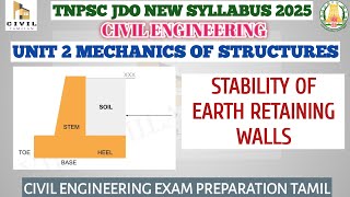 U 2 (JDO NEW) STABILITY OF EARTH RETAINING WALLS|TNPSC JDO 2025