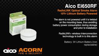 Aico Ei650RF RadioLINK Optical Smoke Alarm. 10Yr Lithium Battery Powered - Acorn Fire \u0026 Security