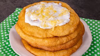 Pan Fried Lángos with Garlic and Sour Cream