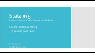 Stata in 5: Simple Random Sampling and the Sample Command